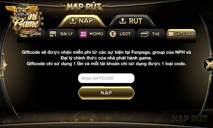code Kingfun Nhập mã thưởng để nhận quà từ sân chơi